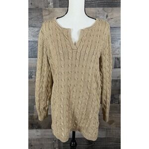 Ralph Lauren LRL Womens Sweater Sz 1X Gold Metallic Holiday Party Christmas